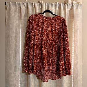 Red Speckled work blouse LIKE NEW